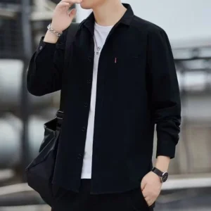 2025 Thin Style Long-Sleeved Shirt Men's New Style Korean Version Casual Shirt Middle-aged Youth Pocket Tooling Inch Shirt Men Style