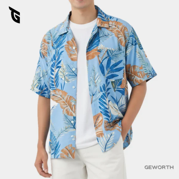 GEWORTH Men Women Beach T-shirt Hawaii lelaki Bunga Raya pantai Japanese Hawaiian shirt men